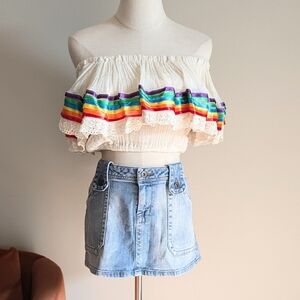 Paris Blues Vintage Denim Micro Mini Skirt Juniors Size 11